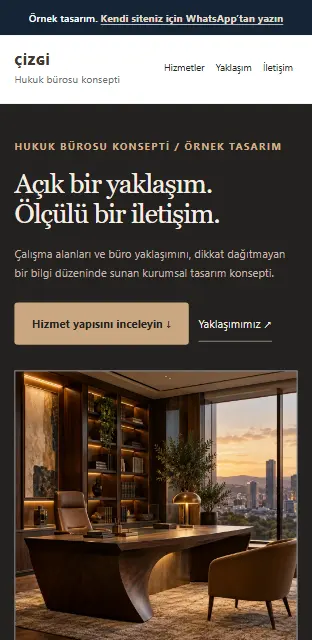 Hukuk bürosu örnek web sitesi, telefon görünümü