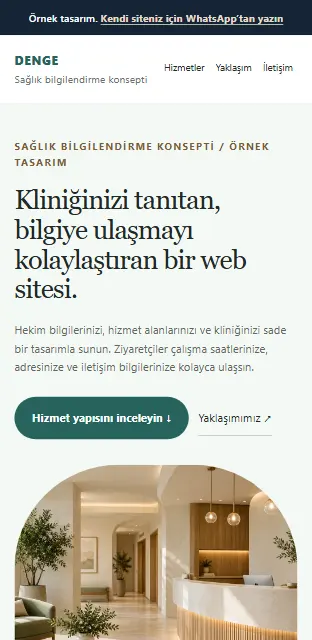 Sağlık kliniği örnek web sitesi, telefon görünümü