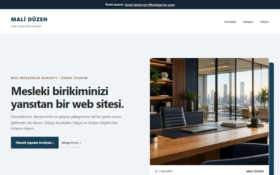 Mali müşavirlik ofisi örnek web sitesi, masaüstü görünümü