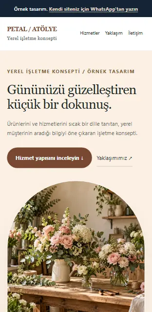 Yerel işletme örnek web sitesi, telefon görünümü